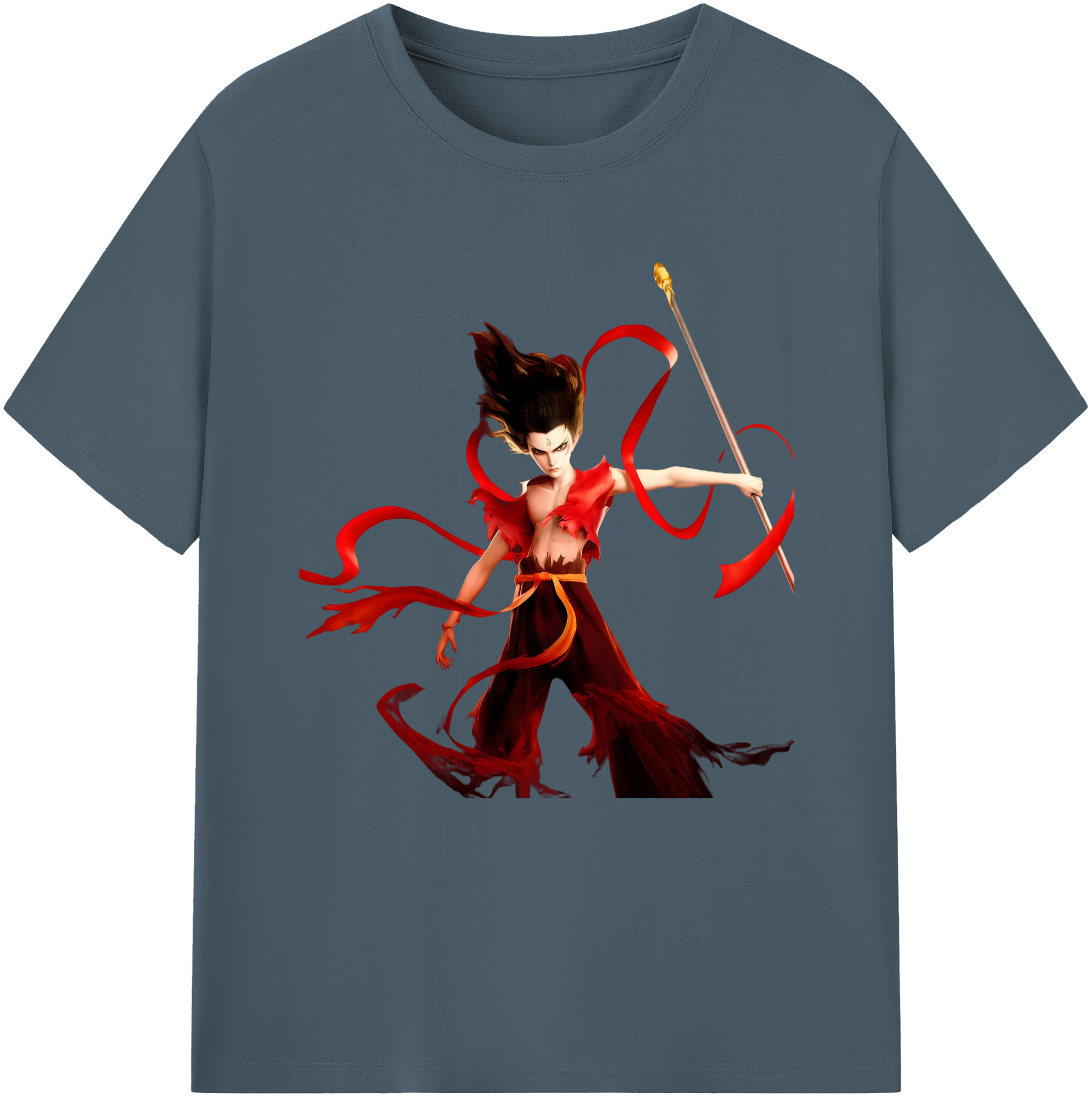 （画像用） Ne Zha 2 ナタ 魔童の大暴れ 綿100％半袖Tシャツ（フロントプリント）